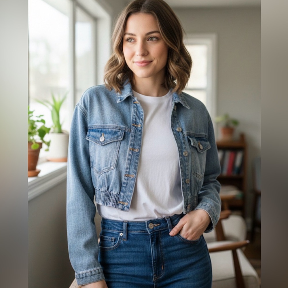 Love Tree Denim Cropped Jean Jacket NWOT